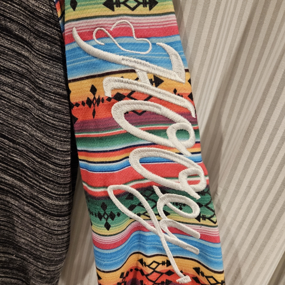 Hooey Gray and Tribal Multicolor Patterned Hoodie Salado - Picture 4 of 9